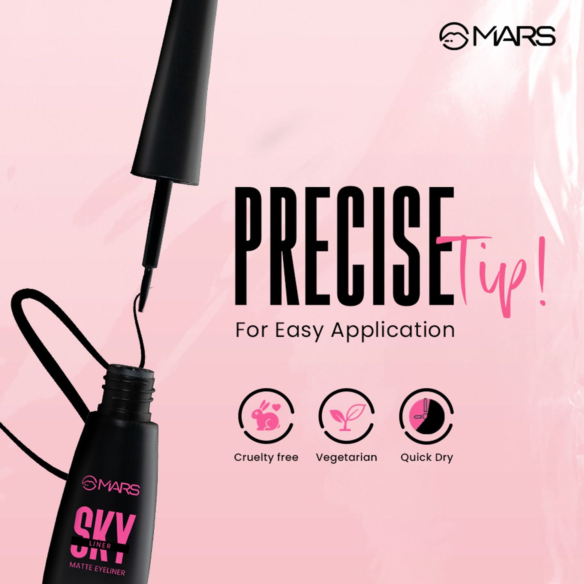 MARS Cosmetics Sky Liner Liquid Black Eyeliner - Swadesiicart