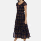 Souchii Women Navy Blue Printed Fit And Flare Dress - Swadesiicart