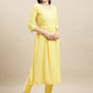 Sangria Yellow Ethnic Motifs Embroidered Chikankari A-Line Kurta | Swadesiicart