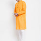 Even Apparels Men's Pure Cotton Kurta With Band Collar in Yellow Color | Swadesiicart