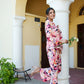 Vaasva Women Peach Muslin Floral Shirt & Pant Set - Swadesiicart