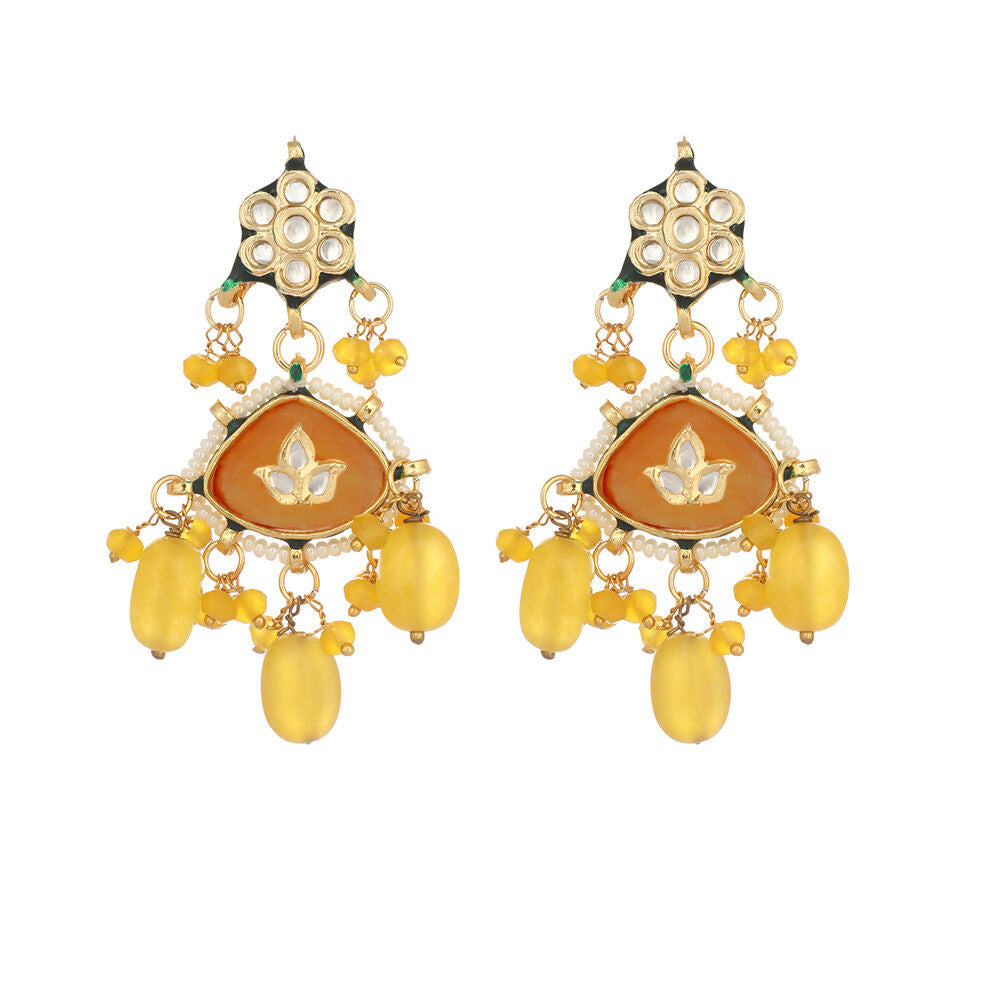 Nuyug Amber Glory Ethnic Earrings & Maang Tikka Set | Swadesiicart