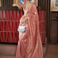 Mitera Pink & Gold-Toned Woven Design Zari Silk Blend Banarasi Saree | Swadesiicart