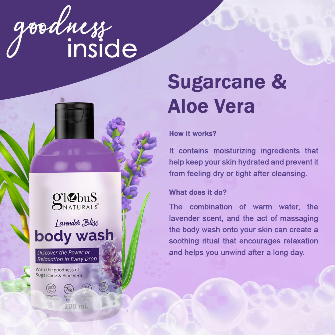 Globus Naturals Lavender Body Wash | Swadesiicart