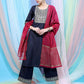Vishudh Navy Blue Ethnic Motifs Yoke Design Straight Kurta With Palazzos & Dupatta - Swadesiicart
