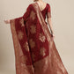 Saree Mall Maroon Floral Linen Blend Banarasi Saree | Swadesiicart