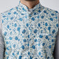 Sojanya Men Grey & Blue Self Design Kurta with Churidar & Nehru Jacket | Swadesiicart