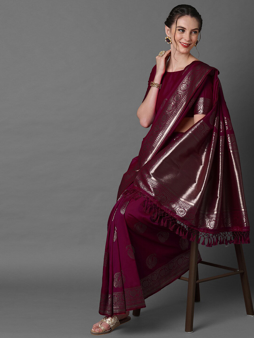 Mitera Ethnic Motifs Woven Design Zari Banarasi Saree | Swadesiicart