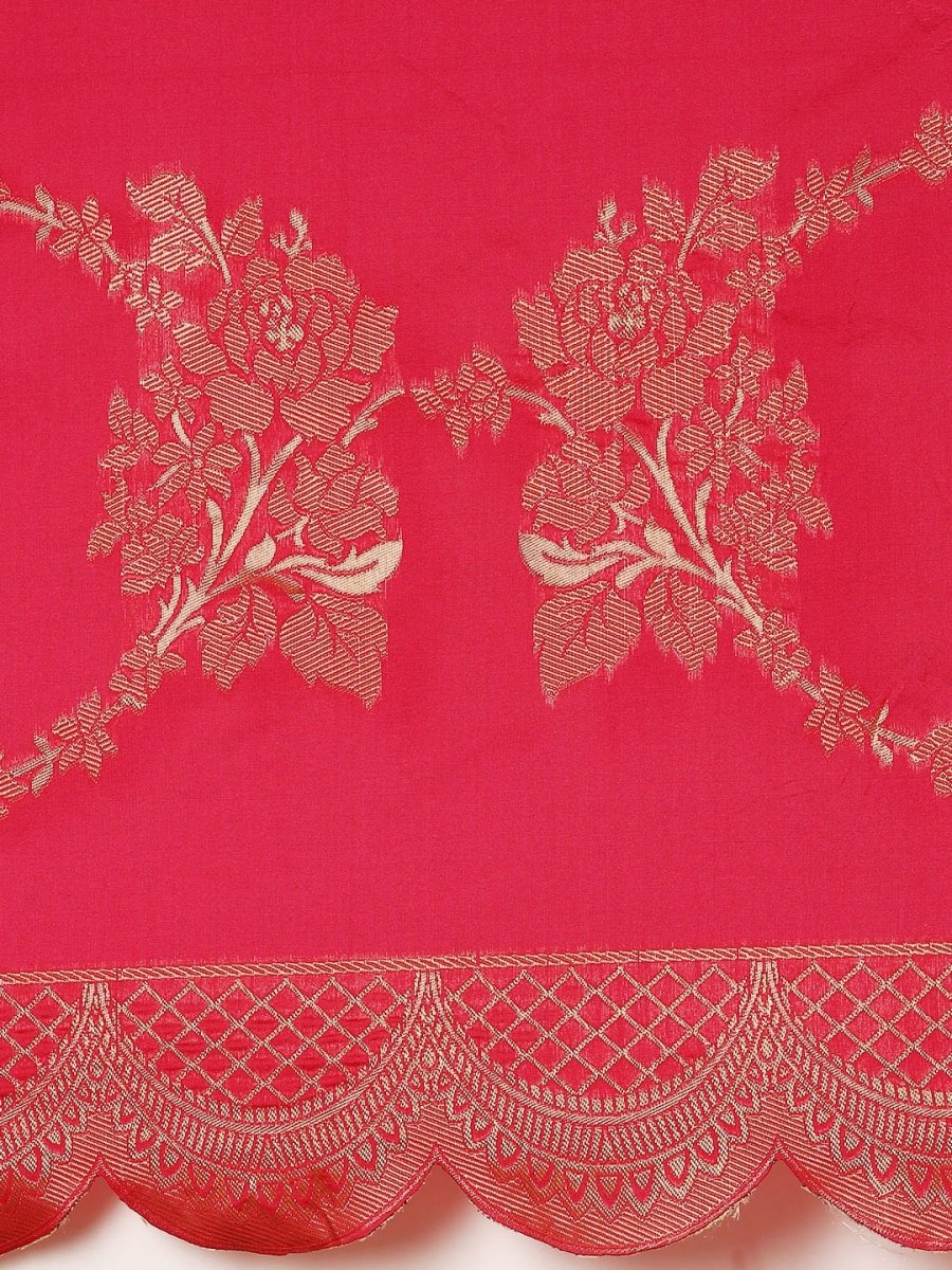 Anouk Pink Woven Design Pure Silk Banarasi Saree | Swadesiicart
