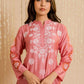 HOUSE OF KARI Ethnic Motifs Embroidered Chikankari Straight Chanderi Silk Kurta | Swadesiicart