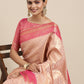 Saree Mall Peach-Coloured Ethnic Motifs Zari Silk Blend Banarasi Saree | Swadesiicart