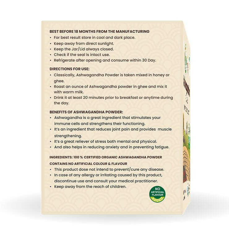 Nutriorg Certified Organic Ashwagandha Powder - Swadesiicart