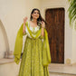 Aayaa Designer Printed Muslin Suit - Parrot yellow
