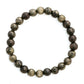 Pyrite Metal Black Round Elastic Bracelet - Ruby Raang | Swadesiicart