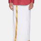 Sethukrishna Men White & Gold-Coloured Solid Cotton Dhoti | Swadesiicart