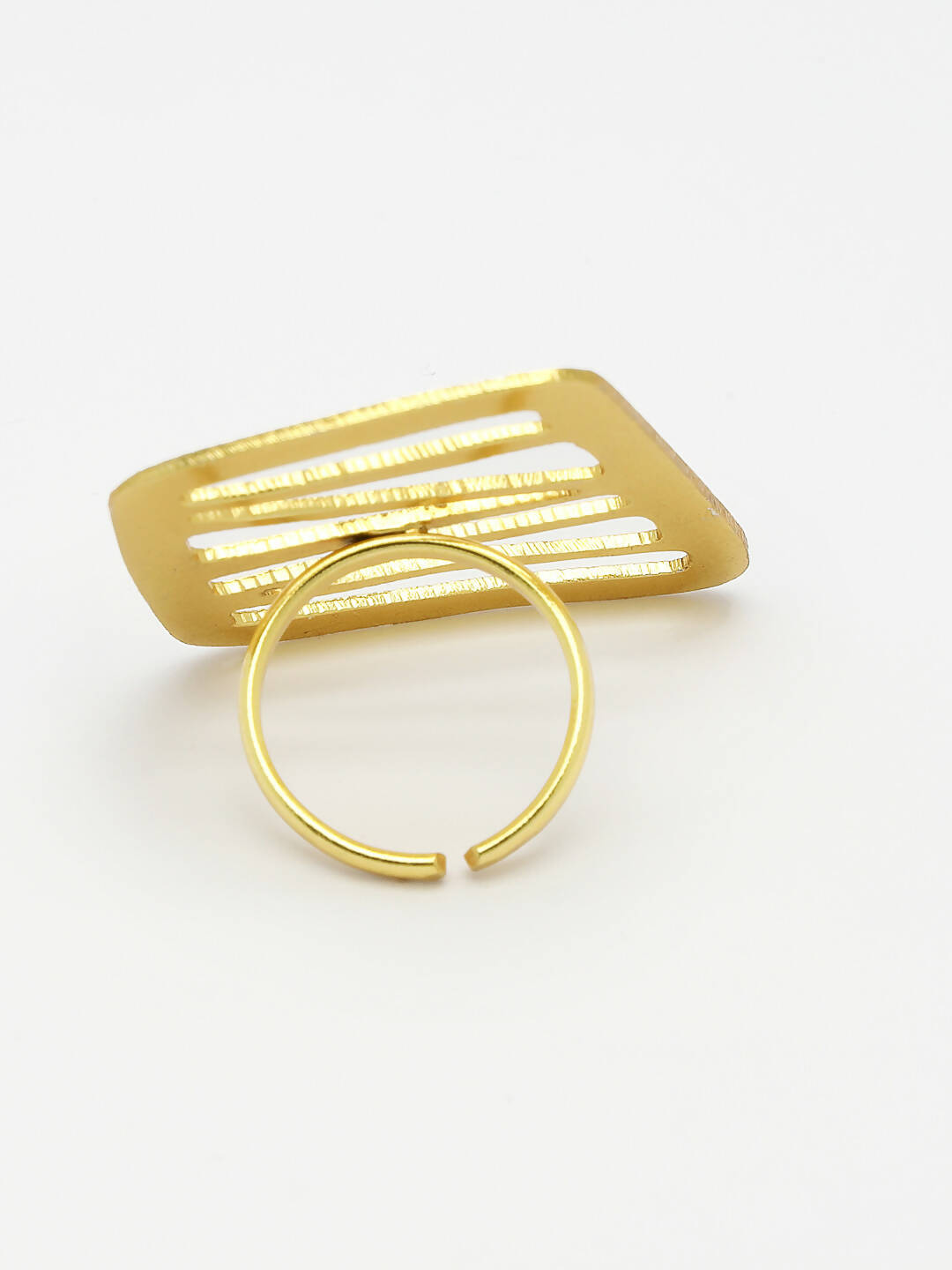 NVR Women Gold-Polished Solid Adjustable Finger Ring | Swadesiicart