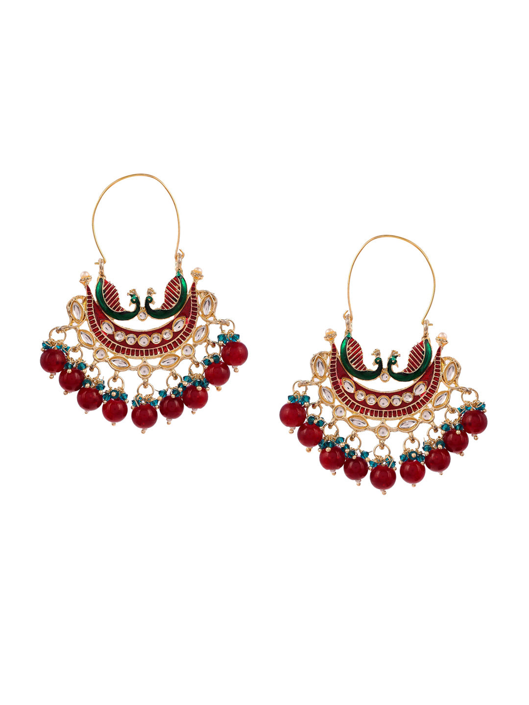 Shoshaa Women Maroon Contemporary Chandbalis Earrings | Swadesiicart