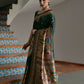 Vishnu Weaves Women's Bt-Green Paithani Silk Zari Woven Saree with Blouse - Swadesiicart
