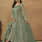 Pant Style Sage Green Embroidered Net Wedding Anarkali Suit - Emponline | Swadesiicart