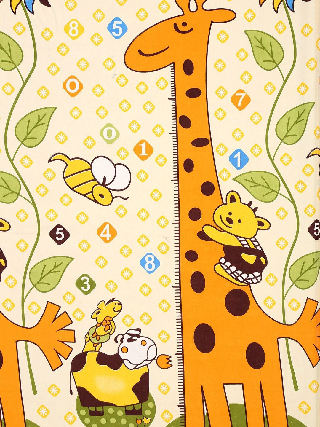 Home Sizzler Yellow & Orange Cartoon Characters 210 TC Single Bedsheet with 1 Pillow Covers - Swadesiicart