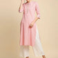 Anubhutee Peach-Coloured & White Khari Printed Straight Kurta