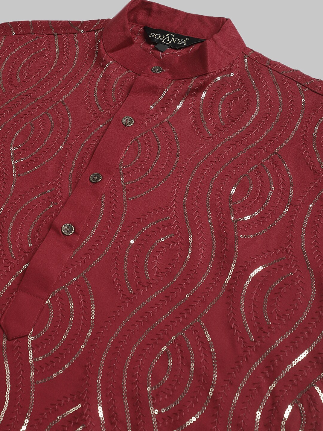 Sojanya Sequin Embroidered Pure Cotton Kurta with Churidar | Swadesiicart