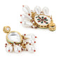 Gold-Toned White Kundan Contemporary Gold-Polished Drop Earrings - Ruby Raang - Swadesiicart
