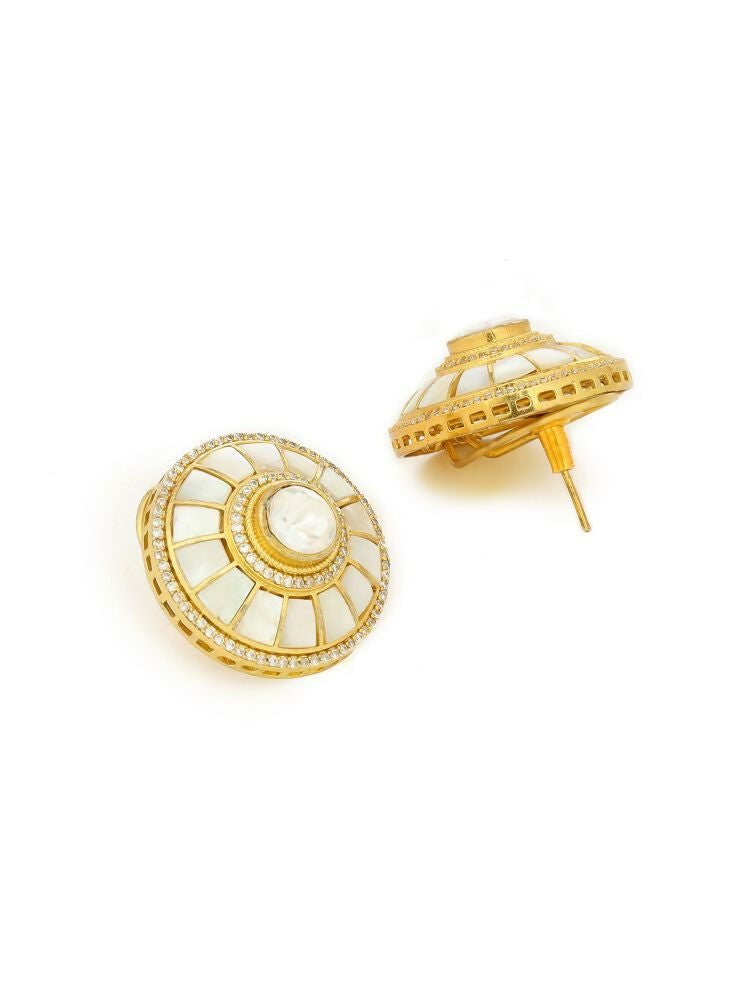 Women's Kundan Pearl earrings - Ruby Raang | Swadesiicart