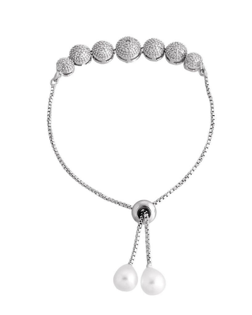 VOJ Silver Plated AD studded Necklace, Earrings With Ring And bracelet - Swadesiicart
