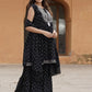 Kalini Ethnic Motifs Printed Tie-Up Neck Thread Work A-Line Kurta with Sharara & Dupatta | Swadesiicart