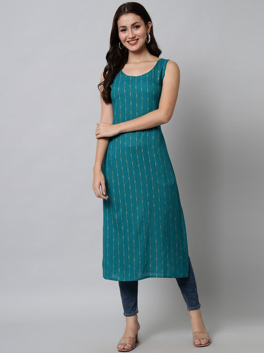 Kalini Women Turquoise Blue Printed Kurta - Swadesiicart
