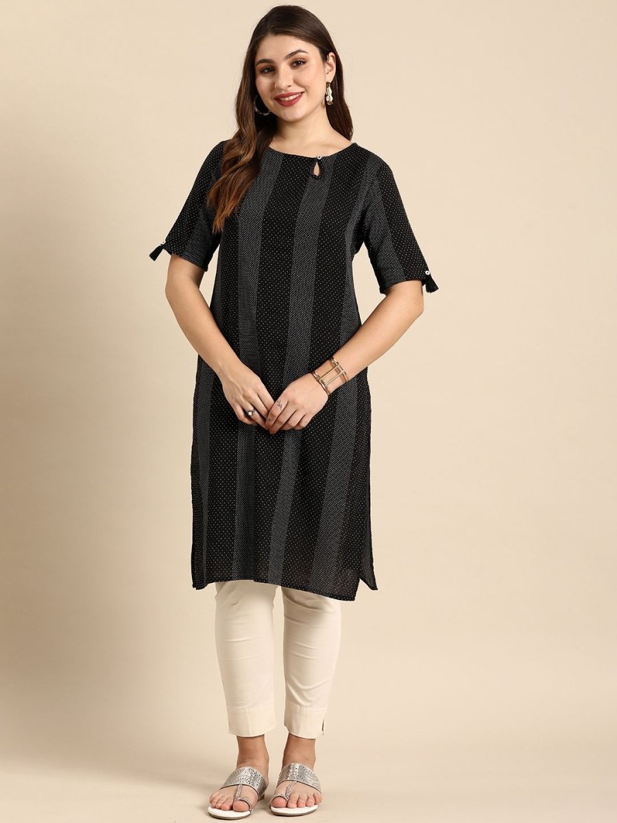 Anouk Women Striped Keyhole Neck Cotton Kurta - Swadesiicart