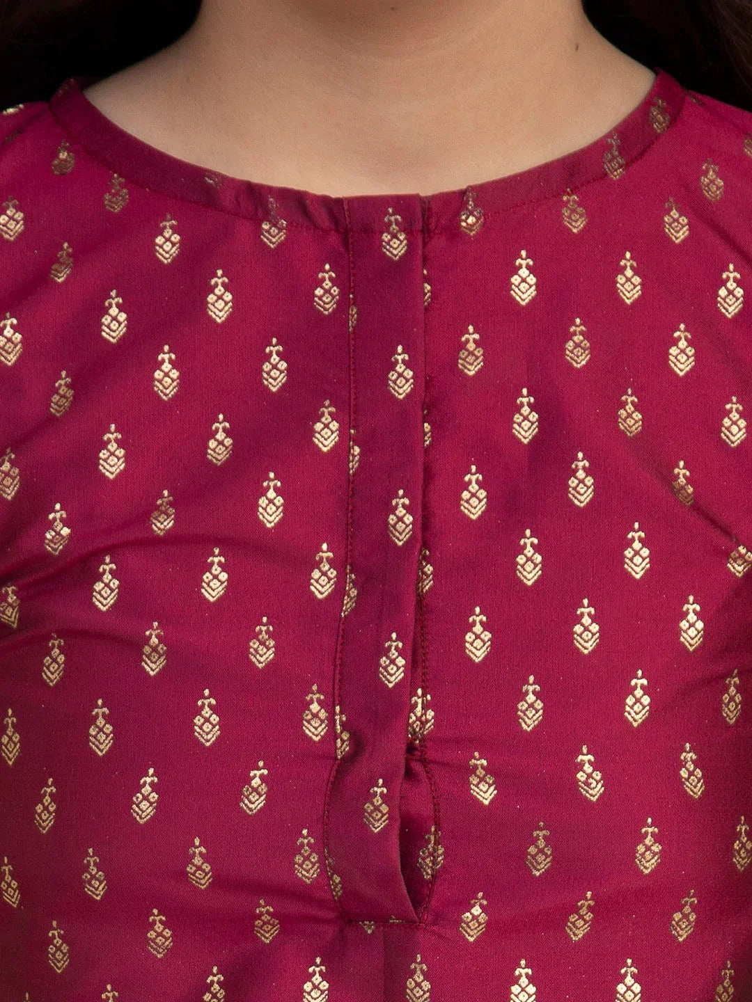 NOZ2TOZ Burgundy Embroidered Kurta with Sharara & With Dupatta For Girls | Swadesiicart