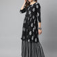 Kalini Women Black Ethnic Motifs Printed Kurta with Sharara | Swadesiicart