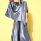 InWeave Women's Grey Pink Brocade Satin Boho Kurta Palazzo Set - Swadesiicart