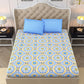 DREAM WEAVERZ Blue & Yellow Cotton Ethnic Motifs 300 TC Double Bedsheet with 2 Pillow Covers - Swadesiicart