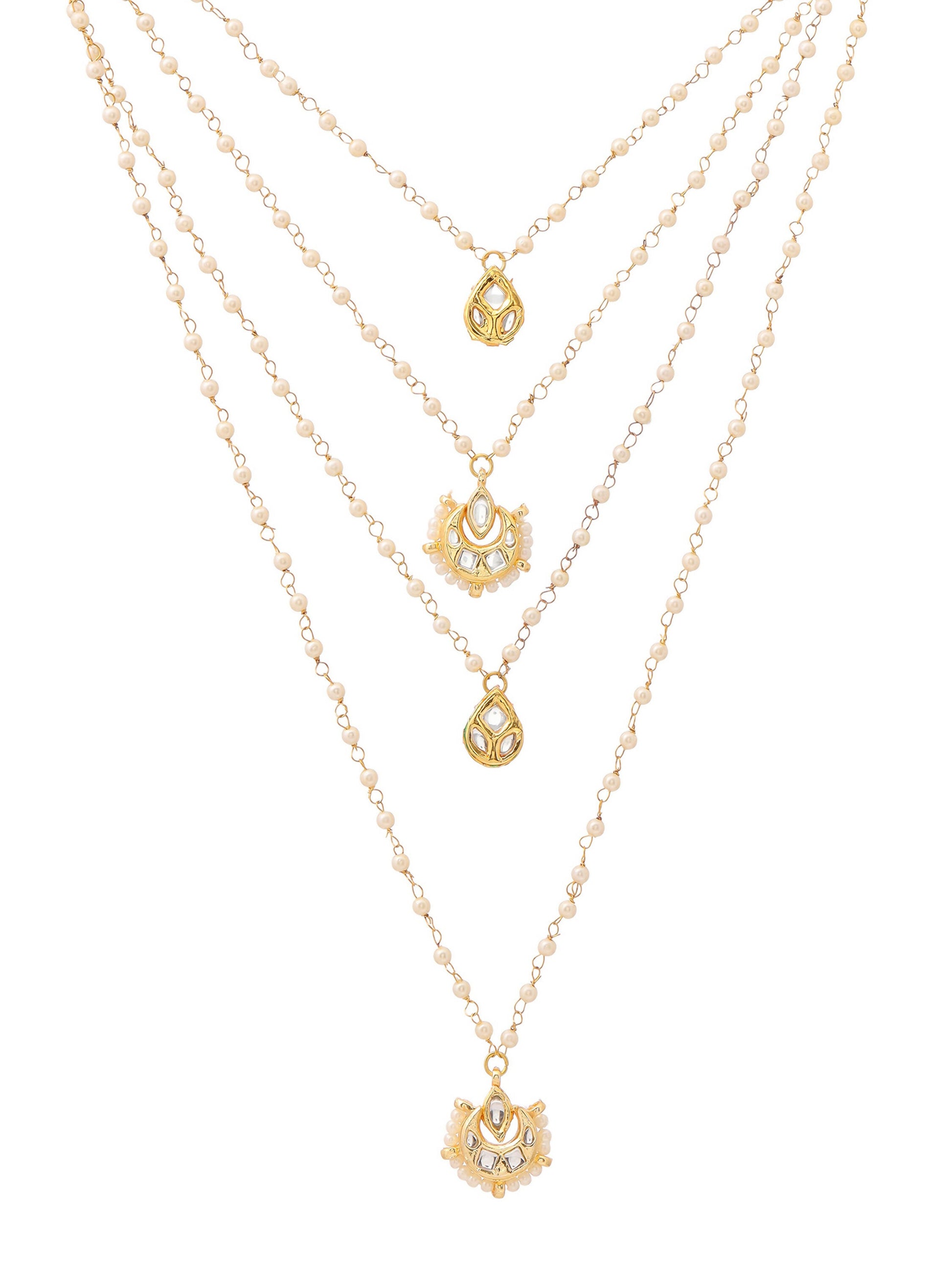 Ruby Raang Gold Kundan Layered Necklace | Swadesiicart