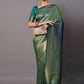 Mitera Teal & Gold-Toned Woven Design Zari Silk Blend Banarasi Saree | Swadesiicart