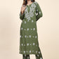 HOUSE OF KARI Floral Embroidered Thread Work Pure Cotton Kurta with Trousers | Swadesiicart