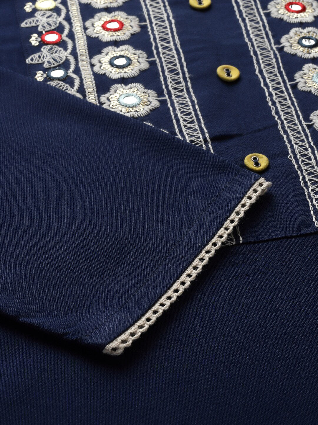 Kalini Women Blue Poly Viscose Rayon Embroidered Kurta | Swadesiicart