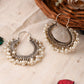Shoshaa Silver-Toned & White Contemporary Hoop Earrings | Swadesiicart