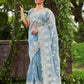 Tikhi Imli Ethnic Motifs Beads and Stones Organza Heavy Work Saree | Swadesiicart