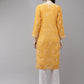 ADA Women Mustard Yellow Embroidered Regular Chikankari Handloom Kurta with Palazzos | Swadesiicart
