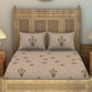 SPACES Pink & Green Ethnic Motifs Cotton 210 TC King Bedsheet With 2 Pillow Covers - Swadesiicart