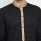 Even Apparels Black Pure Cotton Men's Kurta With Contrast Collar And Placket | Swadesiicart