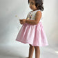 ArthLife White And Pink Unicorn Embroidered Dress
