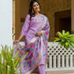 The52 Lavender Women's Gorgeous Embroidered work Viscose Gadhwal Fabric Straight Kurta, Pant and Dupatta Set - Swadesiicart