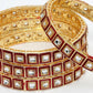 NVR Women's Set Of 4 Gold-Polished Red Kundan-Studded Traditional Bangles - Swadesiicart