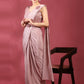 Pink Imported Crush Lycra Texture Pattern Ready to Wear Saree with stitched Blouse - Nirvana | Swadesiicart
