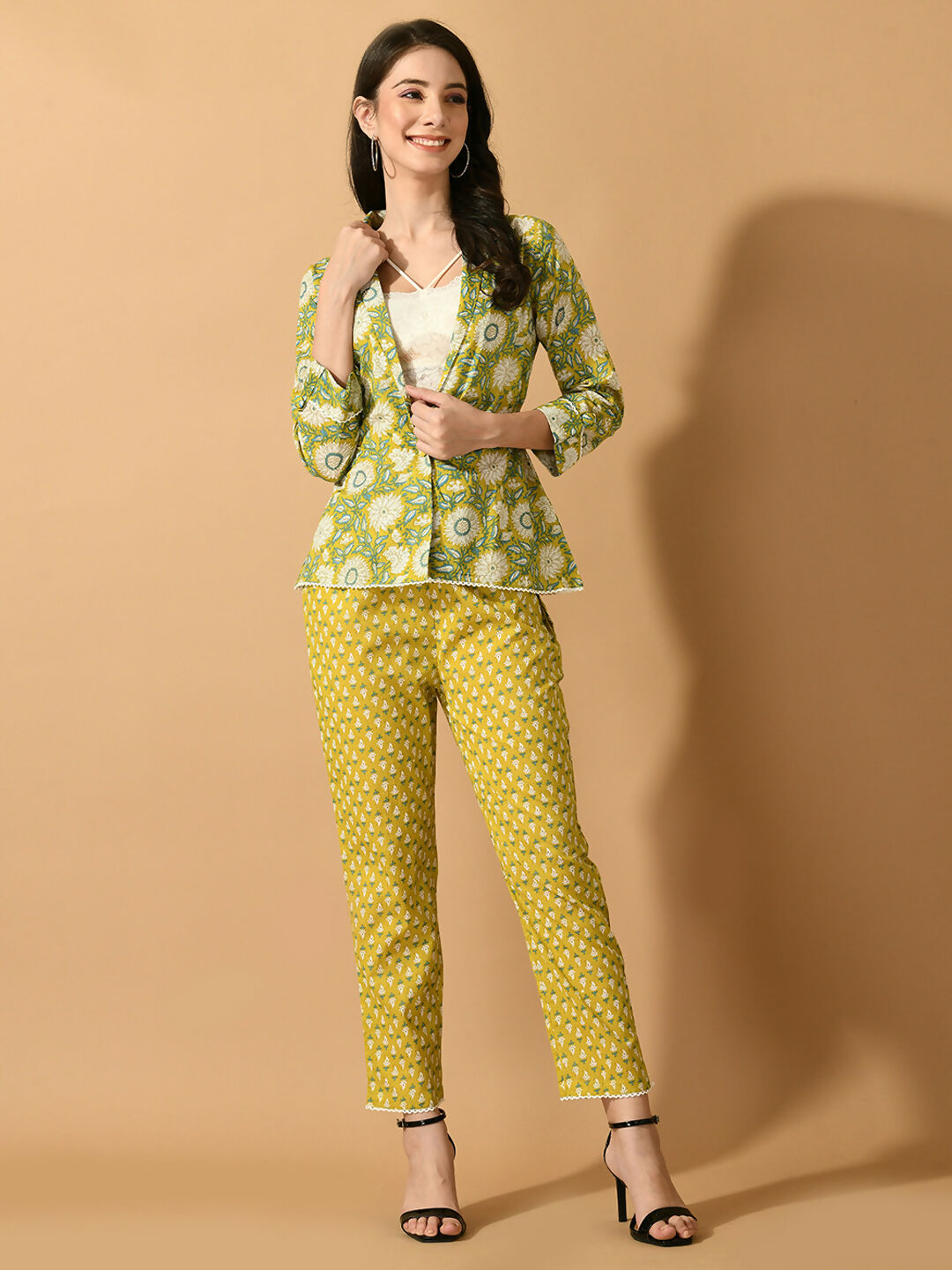 Myshka Women's Multi Printed Coat With Trousers - Swadesiicart